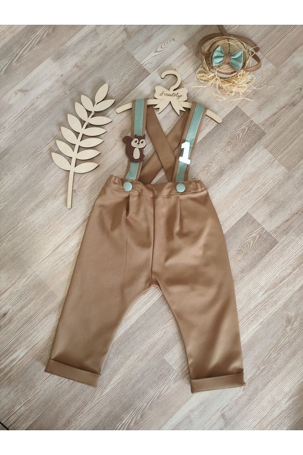 Sincap Konsept Açık Kahve Küf Yeşili Erkek Bebek Salopet Takımı